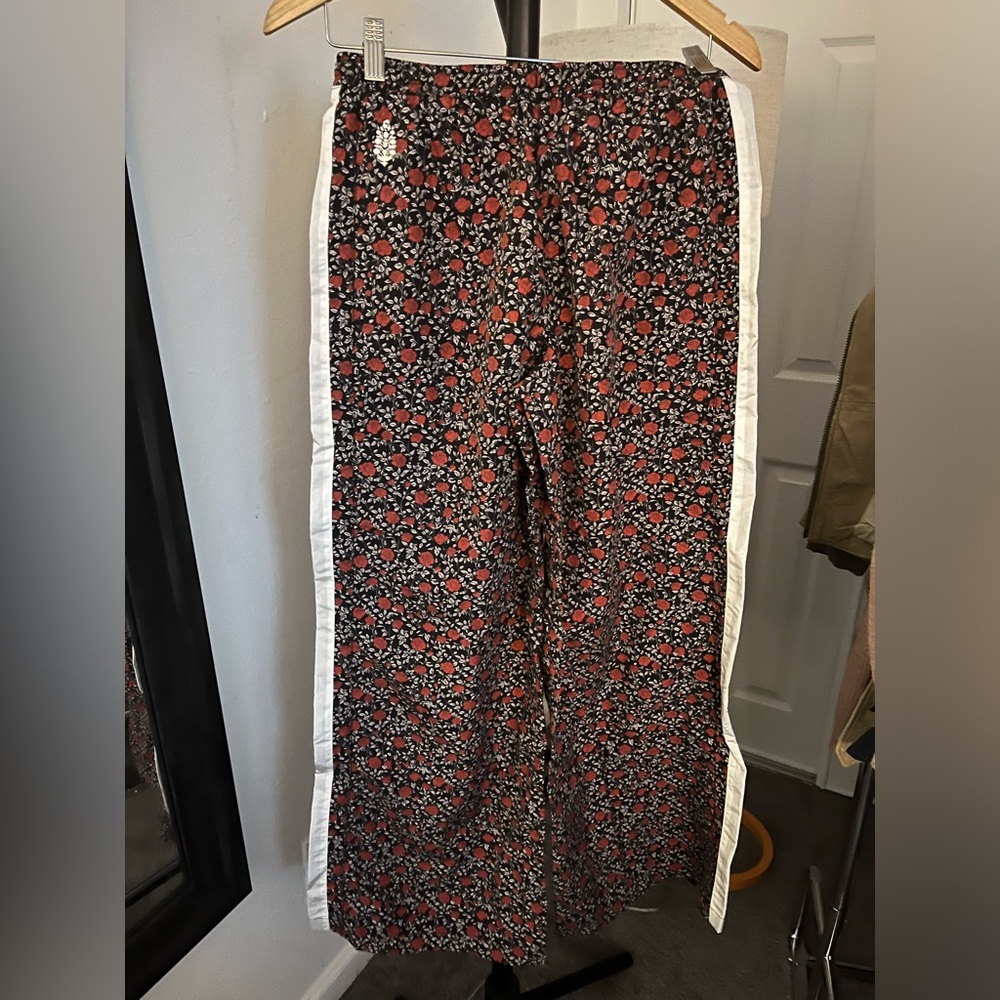 FP Movement by Free People Black Floral Track Pants with White Side Stripe - Picture 10 of 11